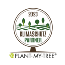 PLANT-MY-TREE Logo, betont die Initiative zur Aufforstung und zum Klimaschutz.